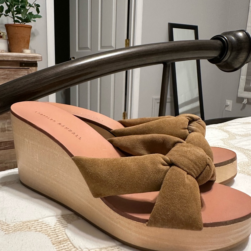 Loeffler Randall Brown Suede Wedge Sandals - Picture 3 of 9